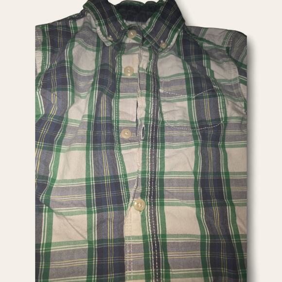 Oshkosh Green Plaid Button Down Shirt Size 24 Months - Picture 3 of 5
